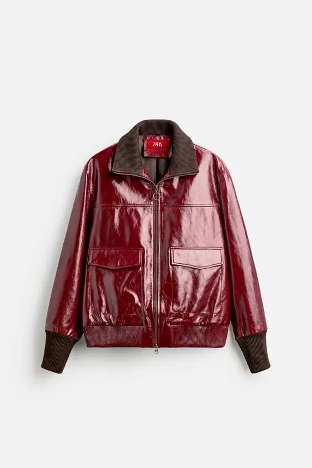 ZARA Х HARRY LAMBERT КОЖАНАЯ КУРТКА, КРАСНОВАТЫЙ