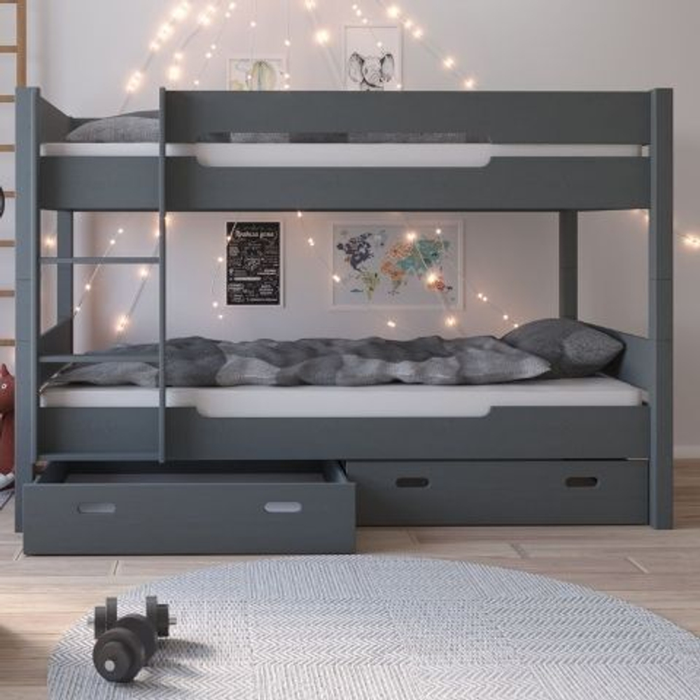 Кровать двухъярусная с выдвижным спальным местом Амелия 90x200 (серый воск)