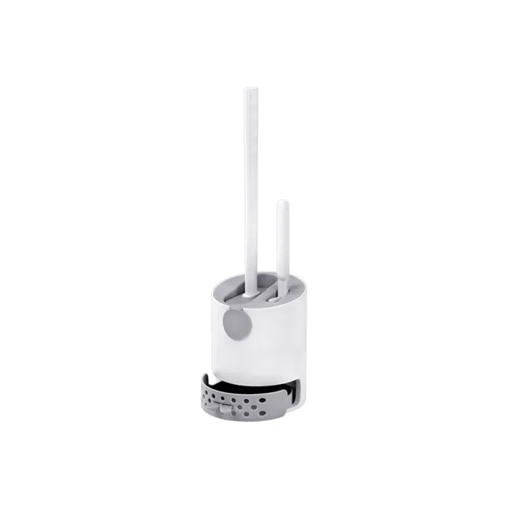 Ершик для унитаза силиконовый (плоский) + щеточка, напольный / настенное крепление, LAIMA, 700561