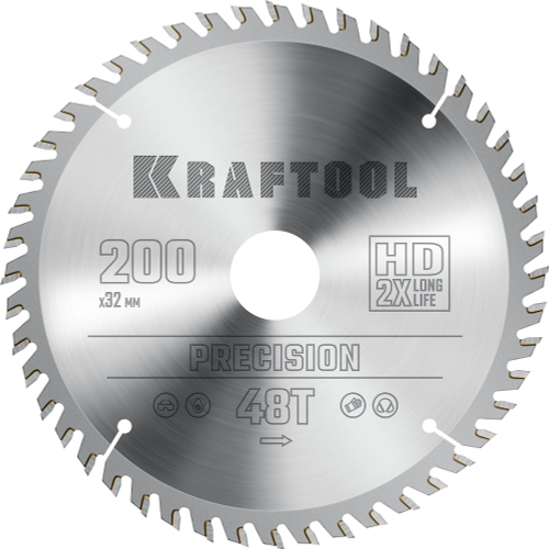 KRAFTOOL Precision, 200 х 32 мм, 48Т, пильный диск по дереву (36952-200-32)