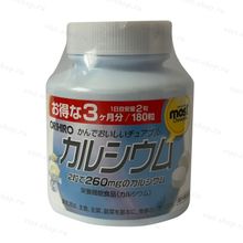 Кальций и витамин D со вкусом йогурта Orihiro, 180 жевательных таблеток на 90 дней.