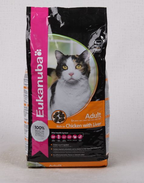 Eukanuba Cat Adult Корм для Взрослых Кошек с Курицей и Печенью