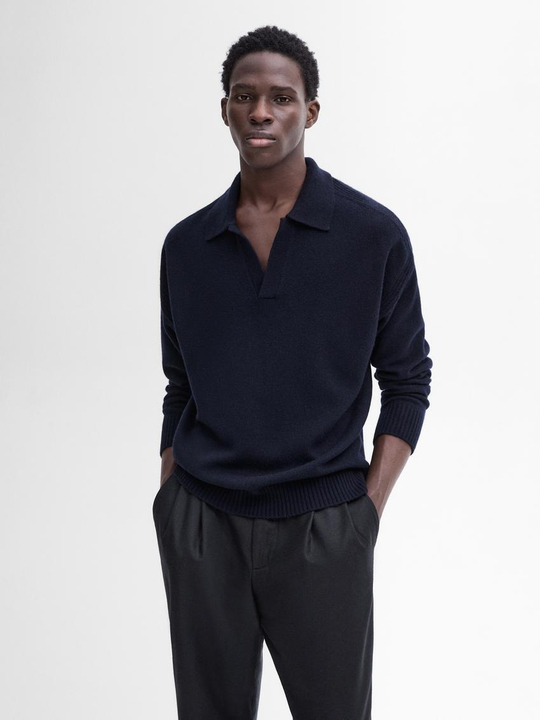 Massimo Dutti Свитер из смесовой шерсти, темно-синий