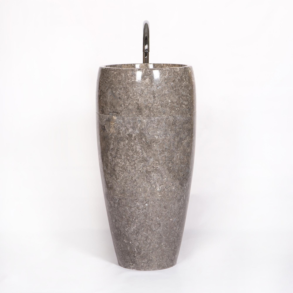 Раковина напольная из мрамора Round Midle Big Grey MN-01708 (45*45*90 см)