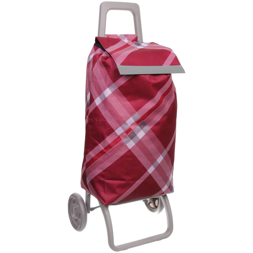 Тележка хозяйственная с сумкой (93*40*30см, колеса 15см,грузоподъемность до 40 кг) бордовая