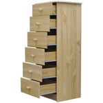Dipriz Комод высокий Хаба из сосны, 6 ящиков, 43х34х102 см, прозрачный лак