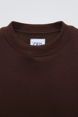 ZARA ОДНОТОННАЯ ТОЛСТОВКА, КОРИЧНЕВЫЙ