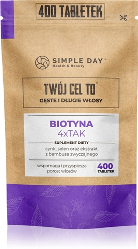 Twoj Cel To Biotyna 4xTAK z naturalnym krzemem - Таблетки для волос, кожи и ногтей, 400 tabletek