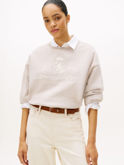 Свитшот Tommy Hilfiger Embroidered Script Crest Logo Sweatshirt Heathered Pebble