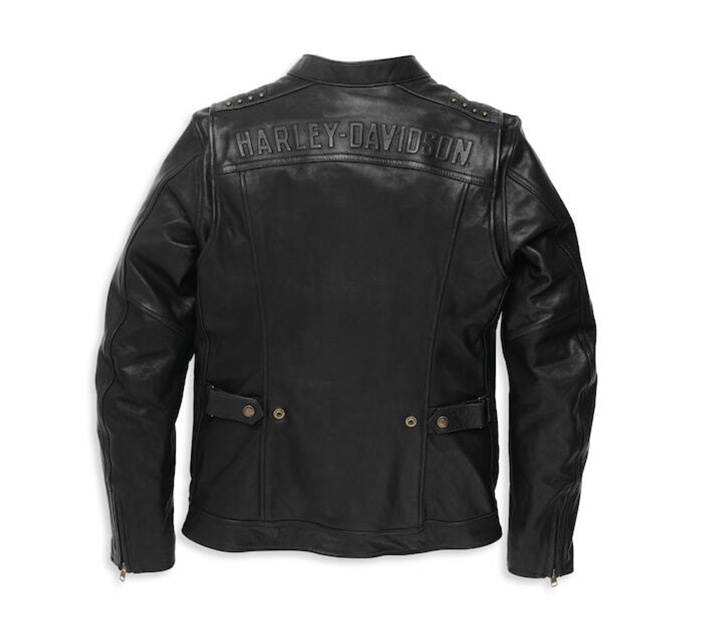 Женская кожаная куртка Harley-Davidson® с воротником-стойкой и заклепками
