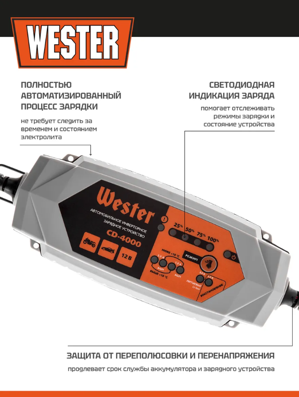 Wester Зарядное устройство CD-4000 автоматическое