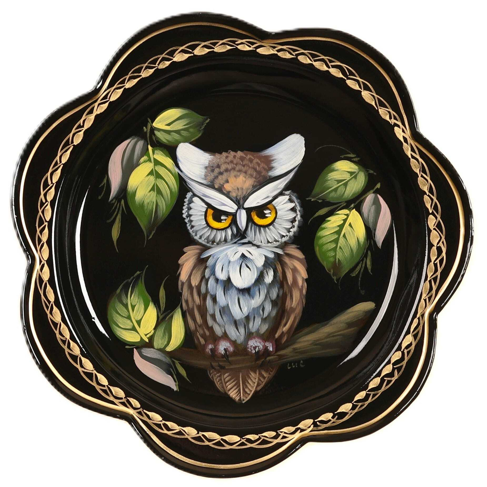 Жостовский поднос декоративный, размер 18 см (A1), металлический