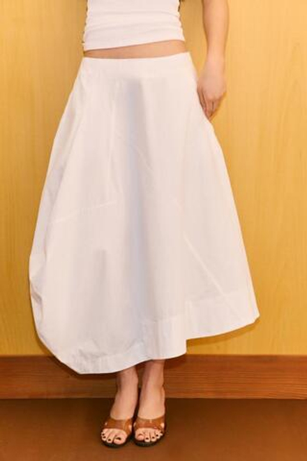 ZARA ЮБКА МИДИ АСИММЕТРИЧНОГО КРОЯ, БЕЛЫЙ