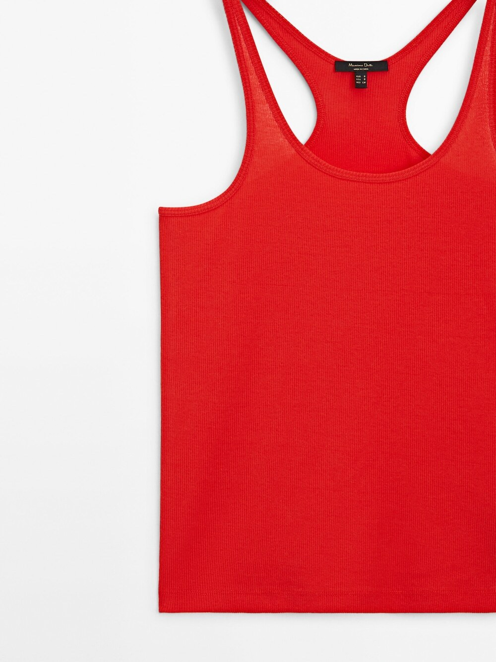Massimo Dutti Топ из 100% хлопка с бретелями, красный
