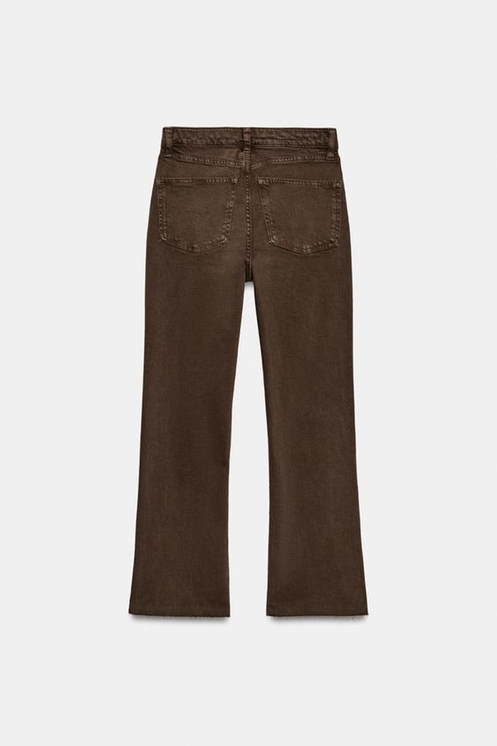 ZARA ДЖИНСЫ TRF CROPPED FLARE С ВЫСОКОЙ ПОСАДКОЙ, КОРИЧНЕВЫЙ