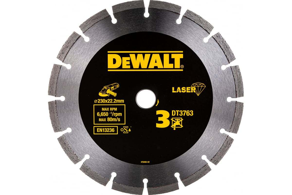 Диск алмазный отрезной (230х22.2 мм) для УШМ DEWALT DT 3763