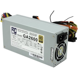 Procase GA2600 Блок питания ATX 2U  2FAN (600W), 80+ Gold, 200*100*70mm, Активный PFC,  +5B=20A, +12B=50A, +3,3B=20A, 5VSB=3.5A, -12B=0.3A, Защита от перегрузки 105-150%, Входное напряжение 160-240В