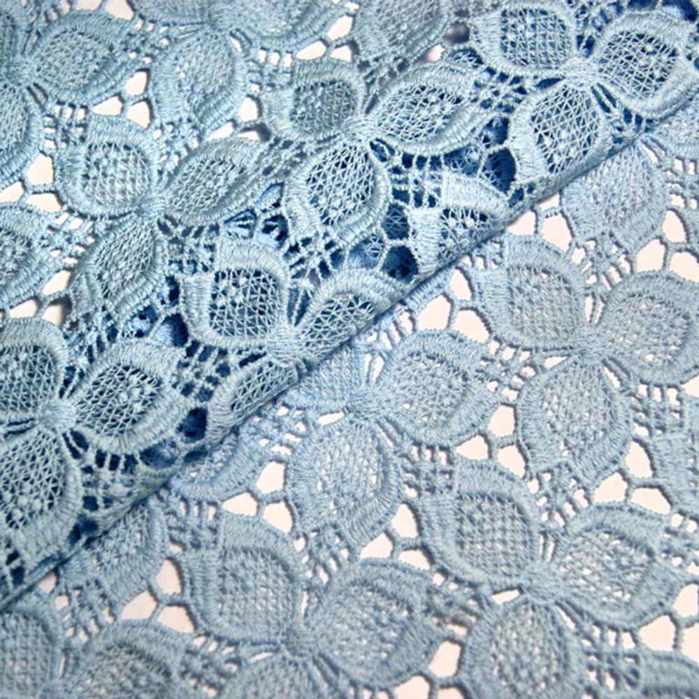 Кружевное полотно 100% хлопок, 120 см, голубой