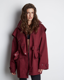 Тренч на молнии из хлопка Берберри бордо