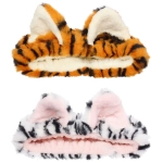 Повязка на голову косметическая «ДАЙМОНД РУШ», тигрица, цвет серый и коричневый, 20*5.5см (ZIP пакет)