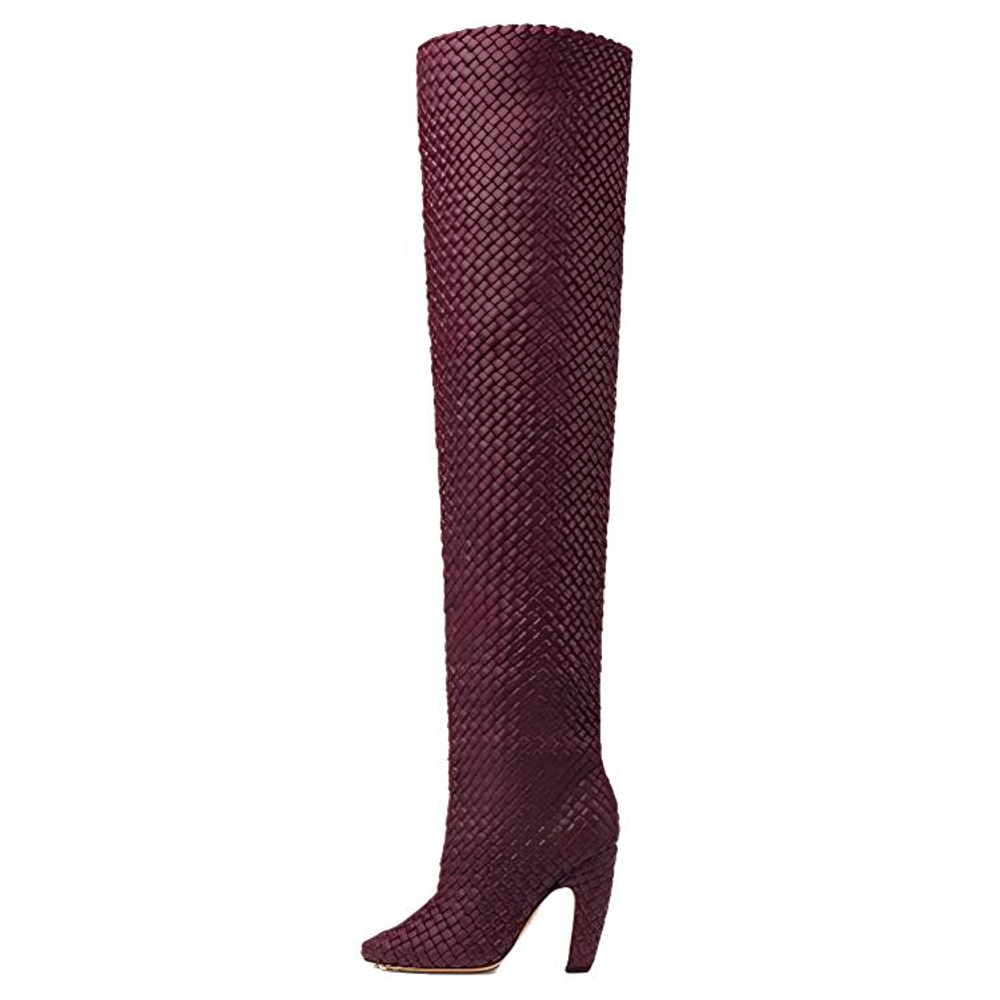 Bottega Veneta Canalazzo Over the knee Boots 10cm Women"s Burgundy
