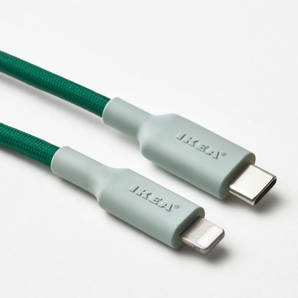 IKEA LILLHULT  (ИКЕА ЛИЛЛХУЛТ)  -  USB-C - Lightning, зеленый, 1,5 м