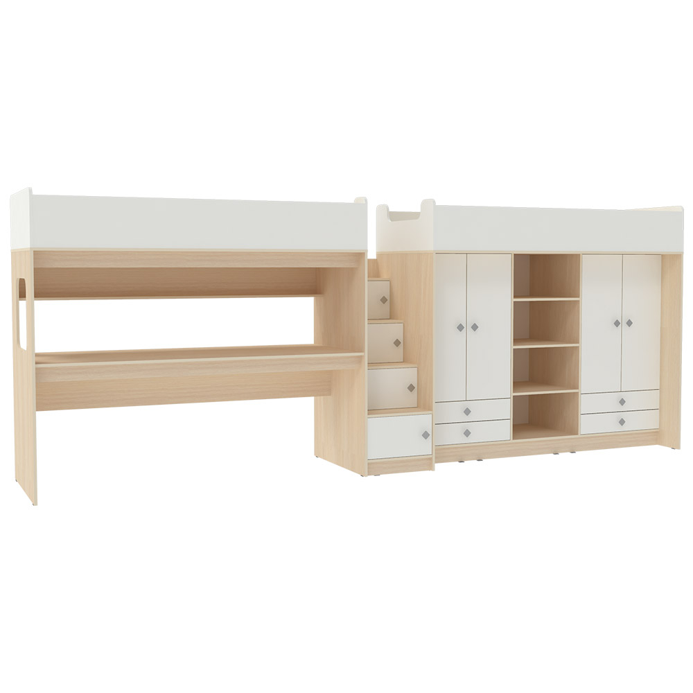 Двухъярусная кровать КарИВи Л-CE606-604 80х190  Дуб Молочный Белый