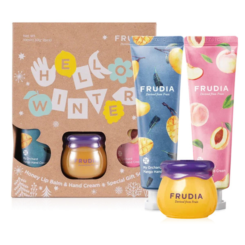 Подарочный набор Зимний Frudia манго и персик [Hello Winter] Honey Lip Balm & Hand Cream Gift Set
