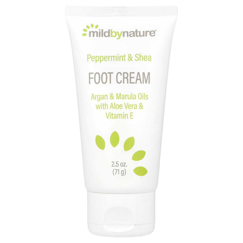 Mild By Nature, крем для ног с перечной мятой, маслом ши, маслами арганы и марулы, 71 г (2,5 унции)