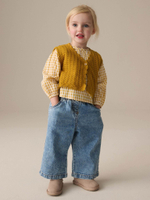 Блуза и вязаный жилет в комплекте для девочки Next E25-162, Горчичный, Молочный