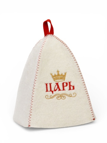 Шапка для бани и сауны «Царь», полиэфир, шерсть, белая