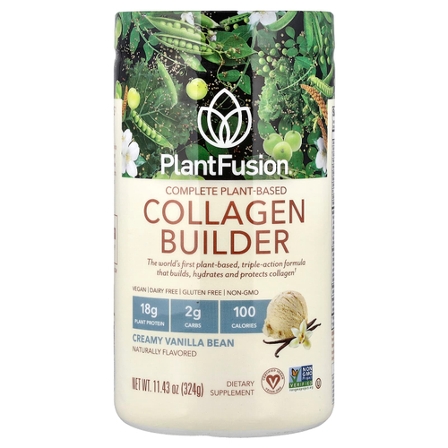 PlantFusion, полноценный растительный коллаген для стимулирования производства, со вкусом бобов ванили, 324 г (11,43 унции)