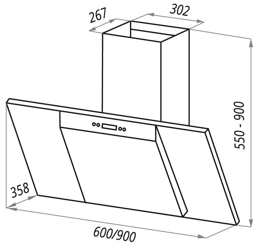 Кухонная вытяжка MAUNFELD Gloria 60 нержавеющая сталь\черное стекло
