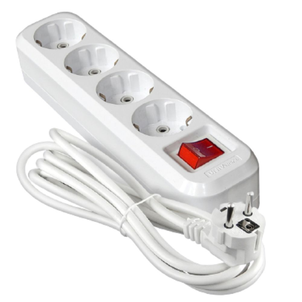 Удлинитель бытовой 4 гн, 5 м, ПВС, 3х1 мм2, с/з, выкл, UNIVersal, S-304, 9631991