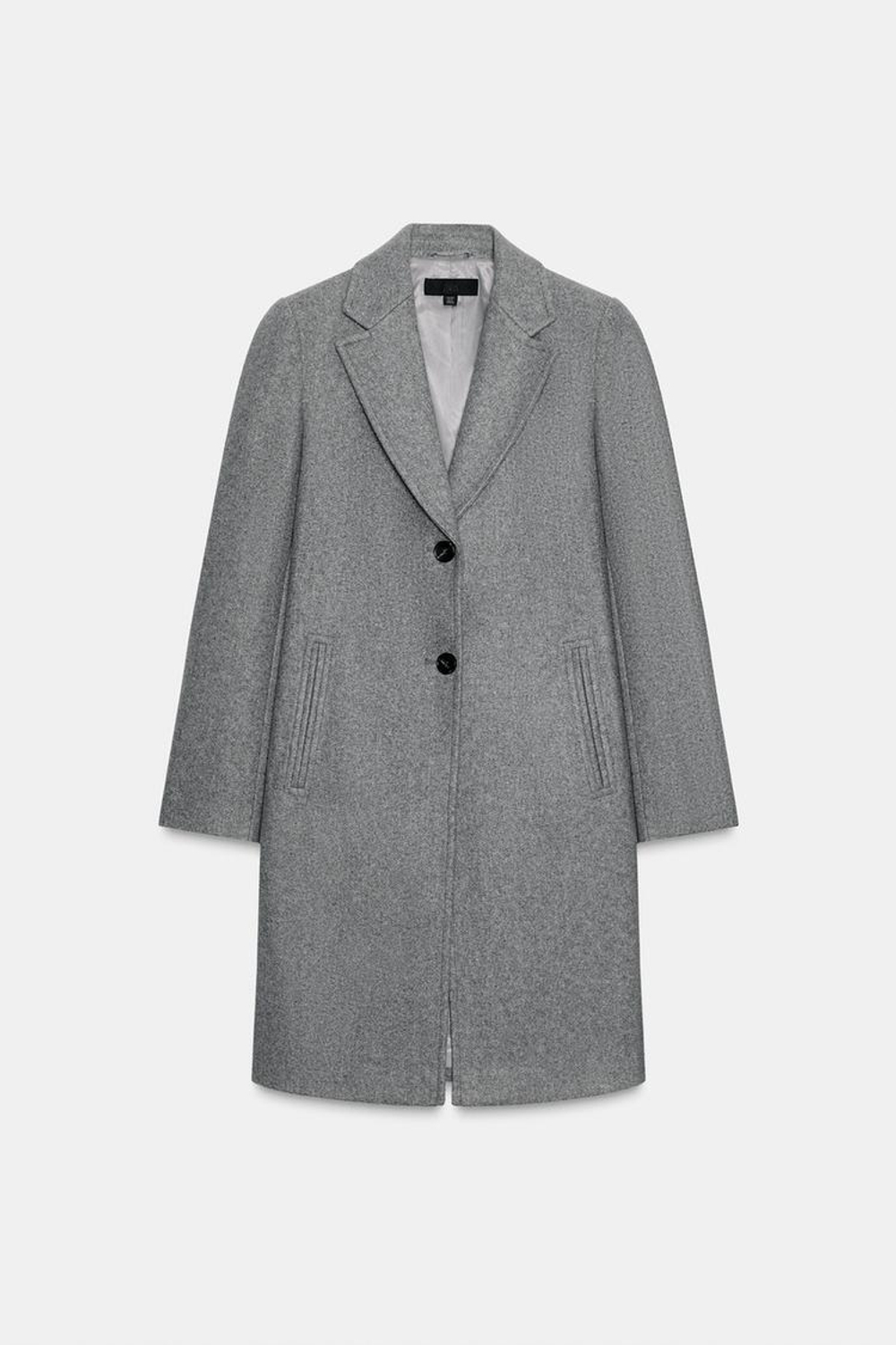 ZARA МЯГКОЕ ПАЛЬТО С ПОДПЛЕЧНИКАМИ, СЕРЫЙ