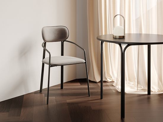 Стул ror, round, велюр, черный/серый