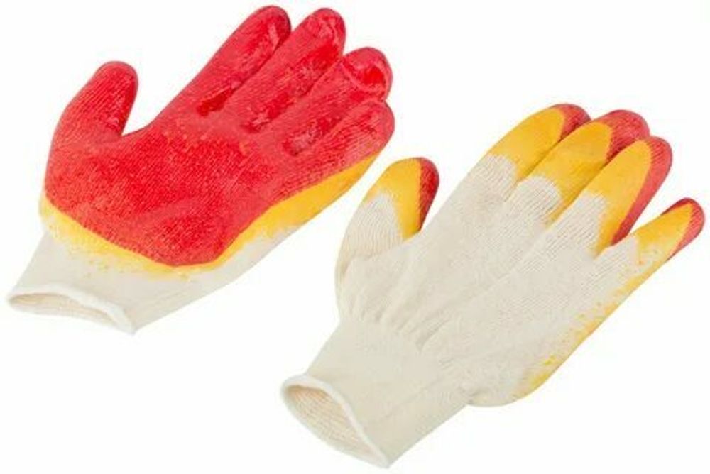 Перчатки STAYER трикотажные, двойная обливная ладонь из латекса L-XL