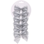 Бант на ёлку «Зимнее очарование» 8,5*9 см (набор 6 шт), Серебро