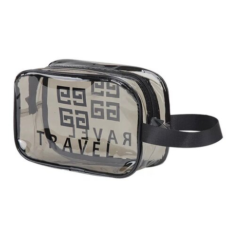 Косметичка водонепроницаемая ПВХ на молнии сумочка с ручкой TRAVEL, серая 21*8*14см