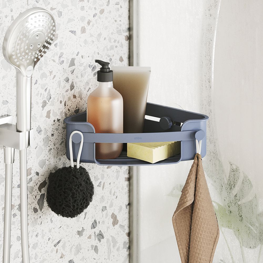 Органайзер для душа Flex Adhesive угловой, голубой