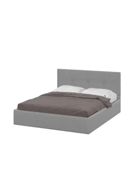 Кровать двухспальная 160х200 мягкая спинка Ткань серый
