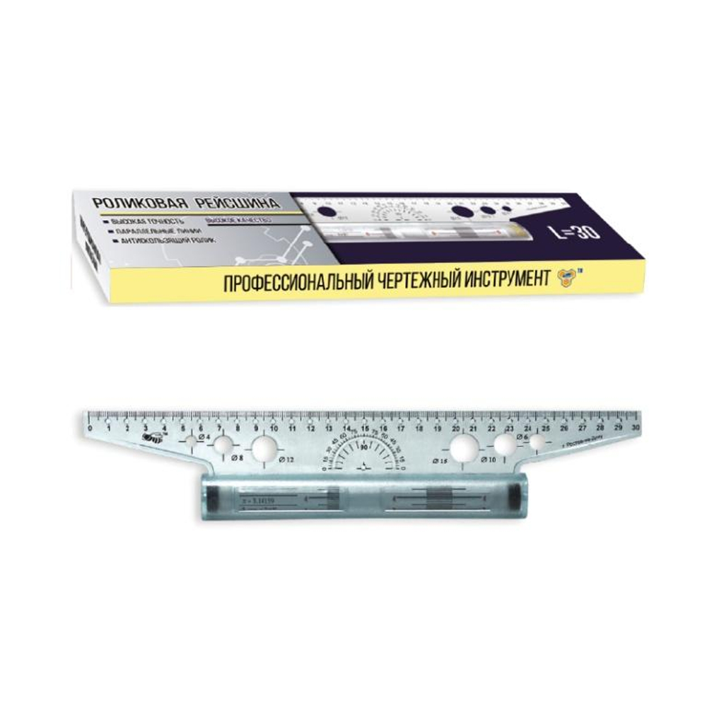 Роликовая рейсшина 30см (мет. ролик, картонная упаковка) (Пчелка)