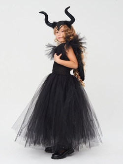 Костюм платье рога крылья Малефисента на Хэллоуин