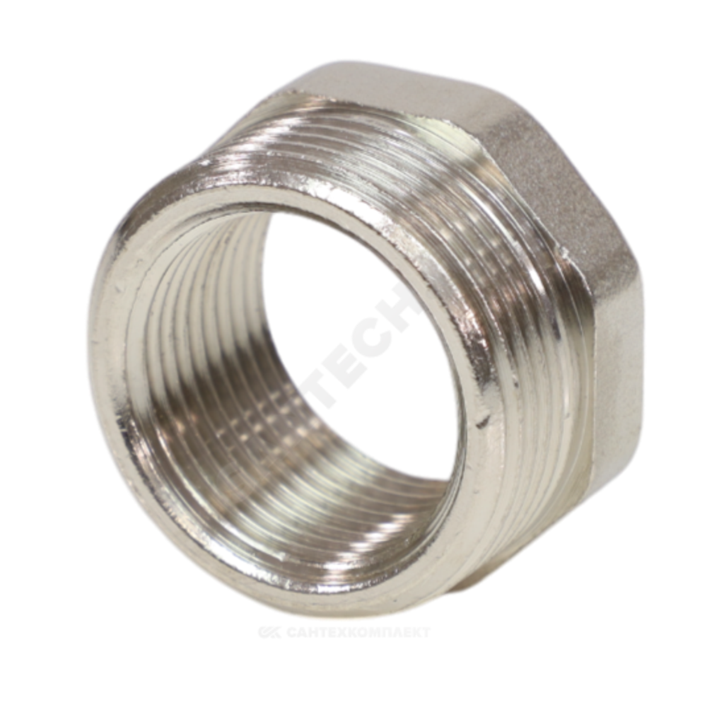 Футорка латунь никель Ду 10х8 (3/8"х1/4") НР/ВР VALFEX VF.581.N.038.014