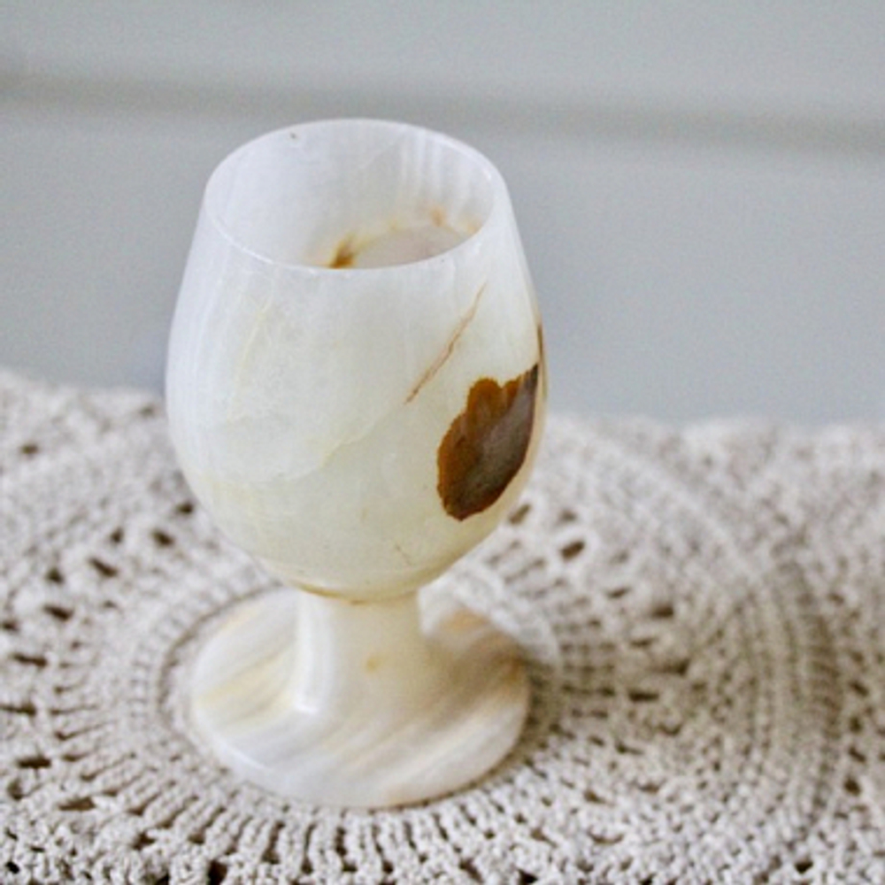 Ваза бокал на ножке Оникс природный, D7 x 12 см