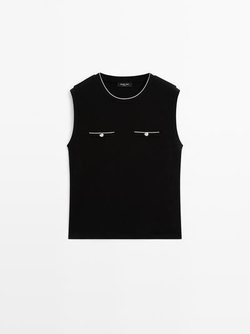 Massimo Dutti Топ без рукавов с карманами, черный