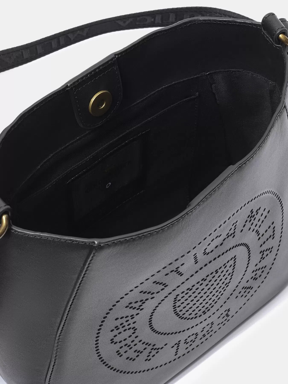 Сумка жен. Aeronautica 1146 черный кожа перфорация