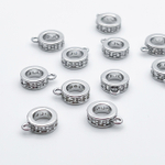 Бейл, цвет серебро (родий), фианиты, размер 9*2,5 мм, цена за 1 шт