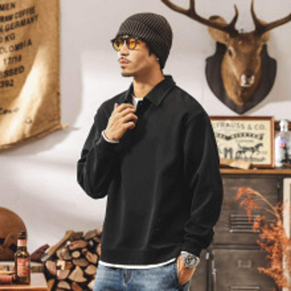 Мужской свитшот с воротником поло