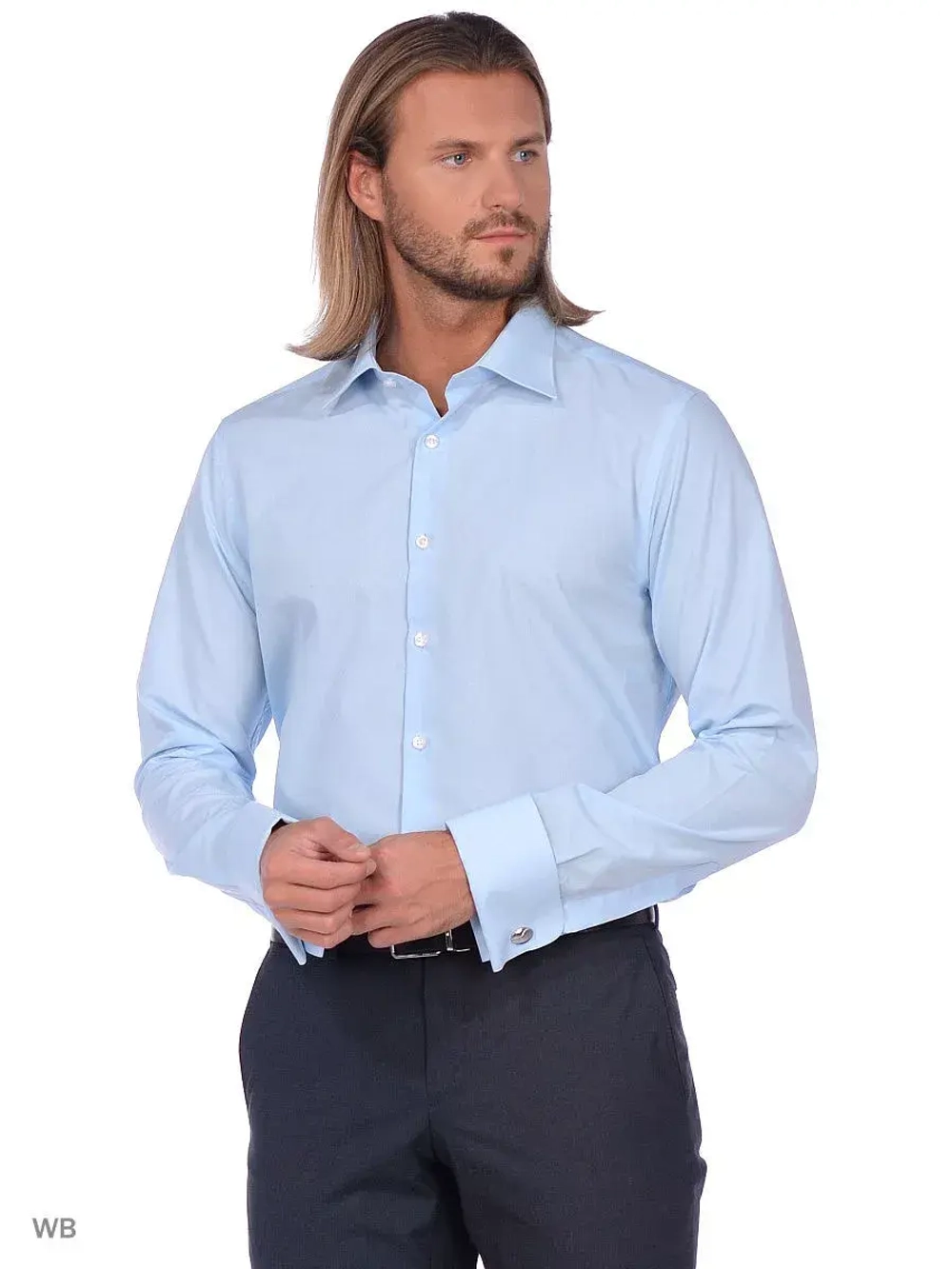 Рубашка приталенная с длинным рукавом